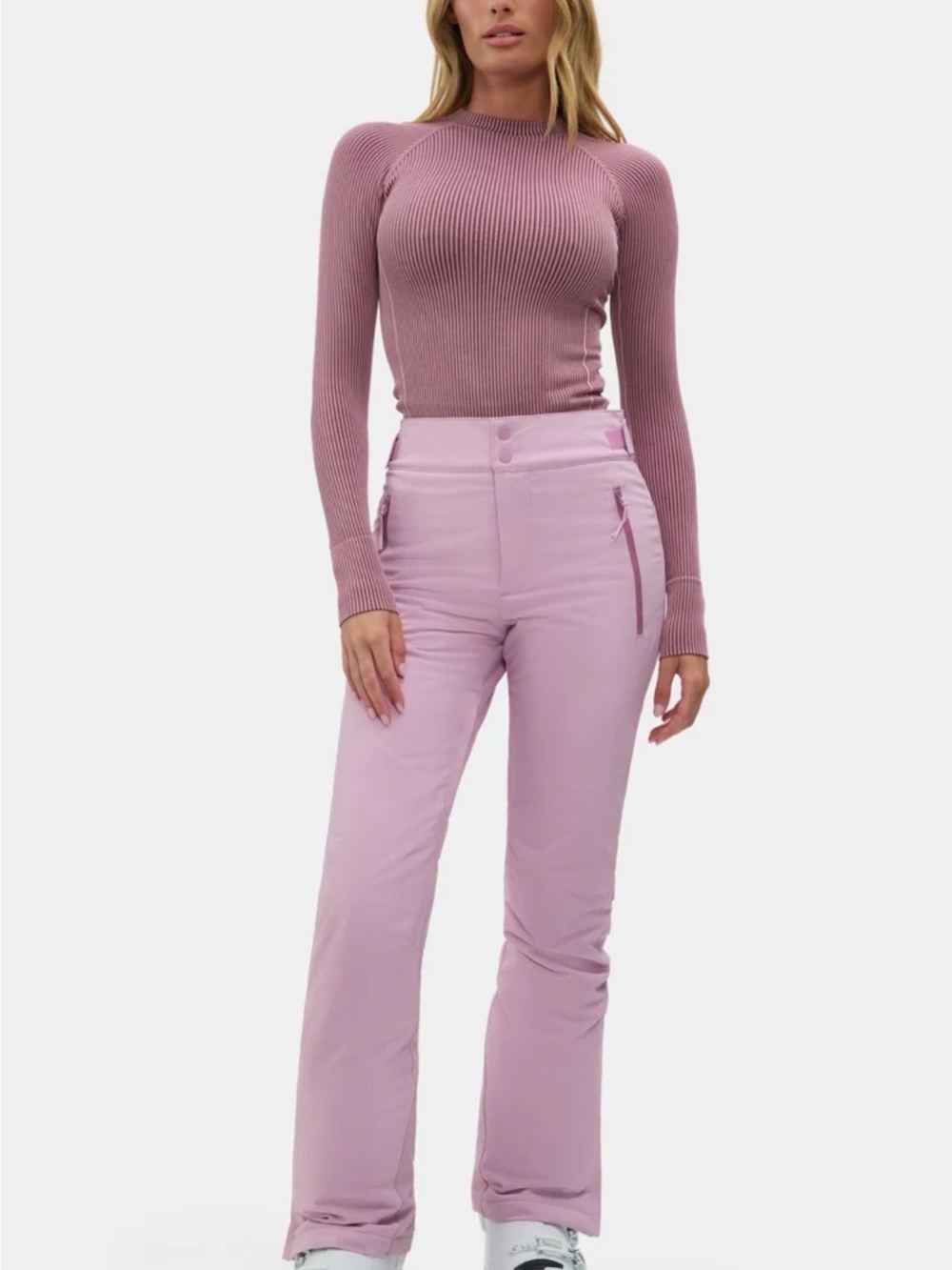 Light Pink High-Rise Track Pants with Zip Pockets